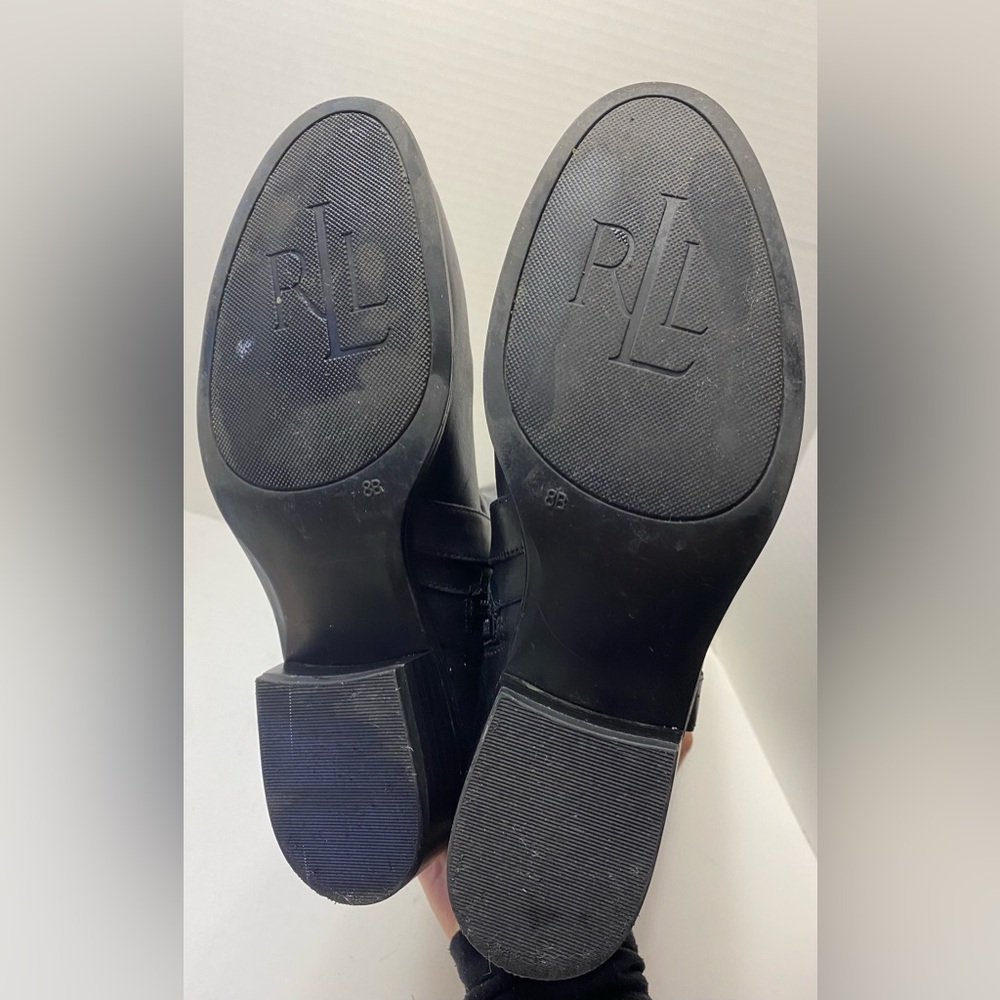 Ralph Lauren Riding Boot Margarite Women's Sz 8 B Black Leather Zip Knee High - Picture 10 of 15